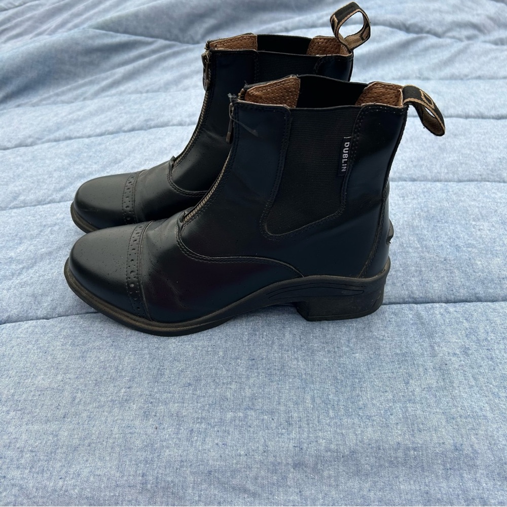 Dublin Altitude Black Leather Zip Paddock Equestrian Boots Size 7 - Picture 3 of 12